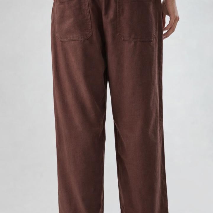 Cocoa Brown Linen Straight-Fit Trousers