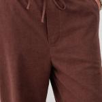 Cocoa Brown Linen Straight-Fit Trousers