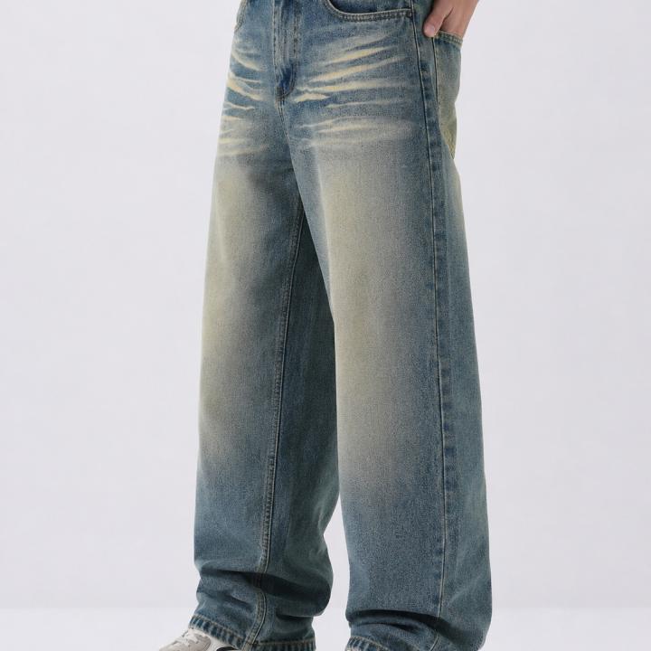 Vintage Washed Light Indigo Baggy Fit Jeans