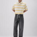 Men’s Washed Grey Baggy Fit Drawstring Jeans