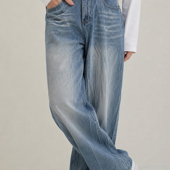 Light Blue Wide-Leg Baggy Jeans