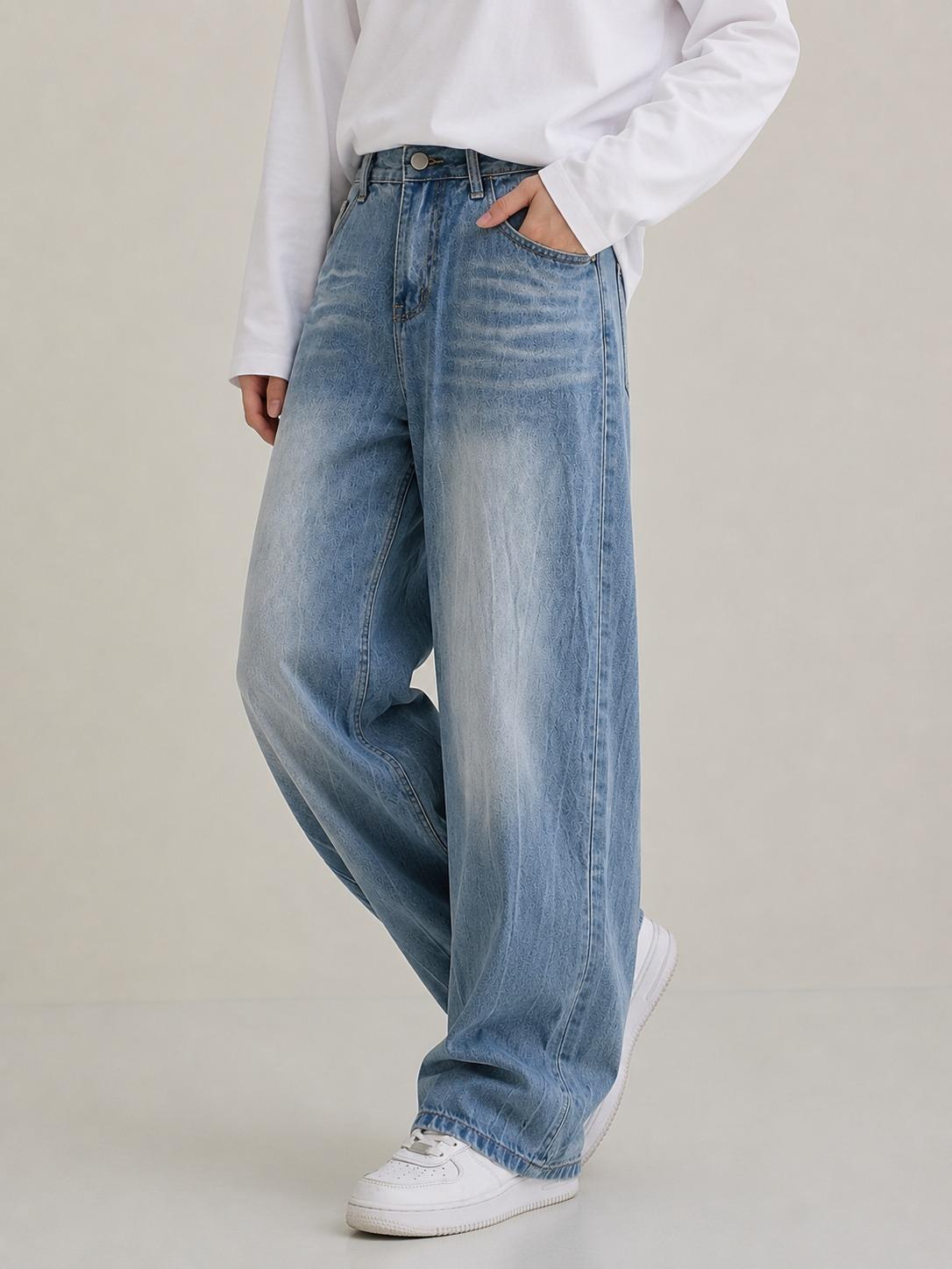 Light Blue Wide-Leg Baggy Jeans