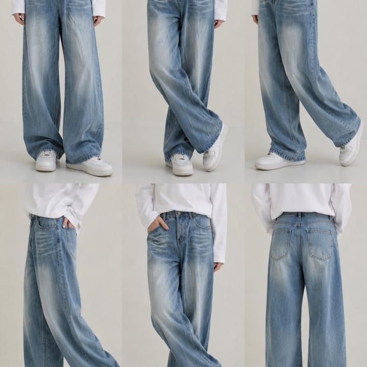 Light Blue Wide-Leg Baggy Jeans