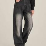 Black Vintage Washed Wide-Leg Baggy Jeans