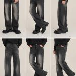Black Vintage Washed Wide-Leg Baggy Jeans