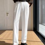 Crisp White Straight-Fit Tailored Trousers