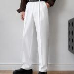 Crisp White Straight-Fit Tailored Trousers