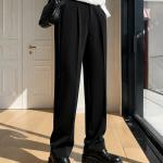 Black Straight-Fit Tailored Trouser