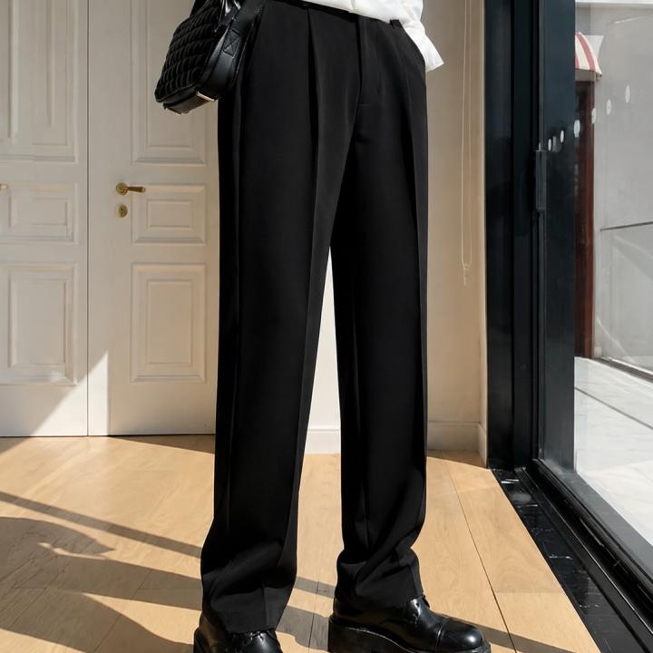Black Straight-Fit Tailored Trouser
