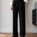 Black Straight-Fit Tailored Trouser