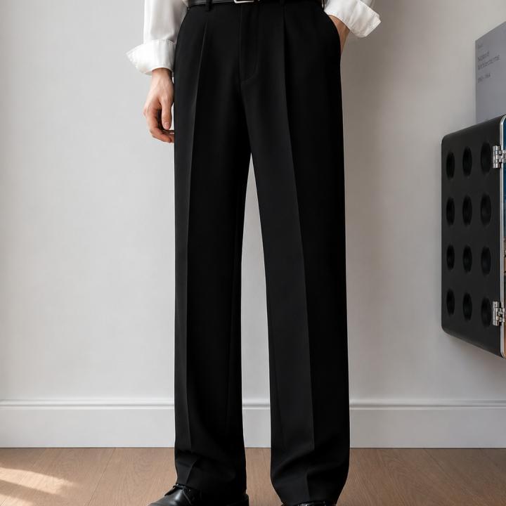 Black Straight-Fit Tailored Trouser