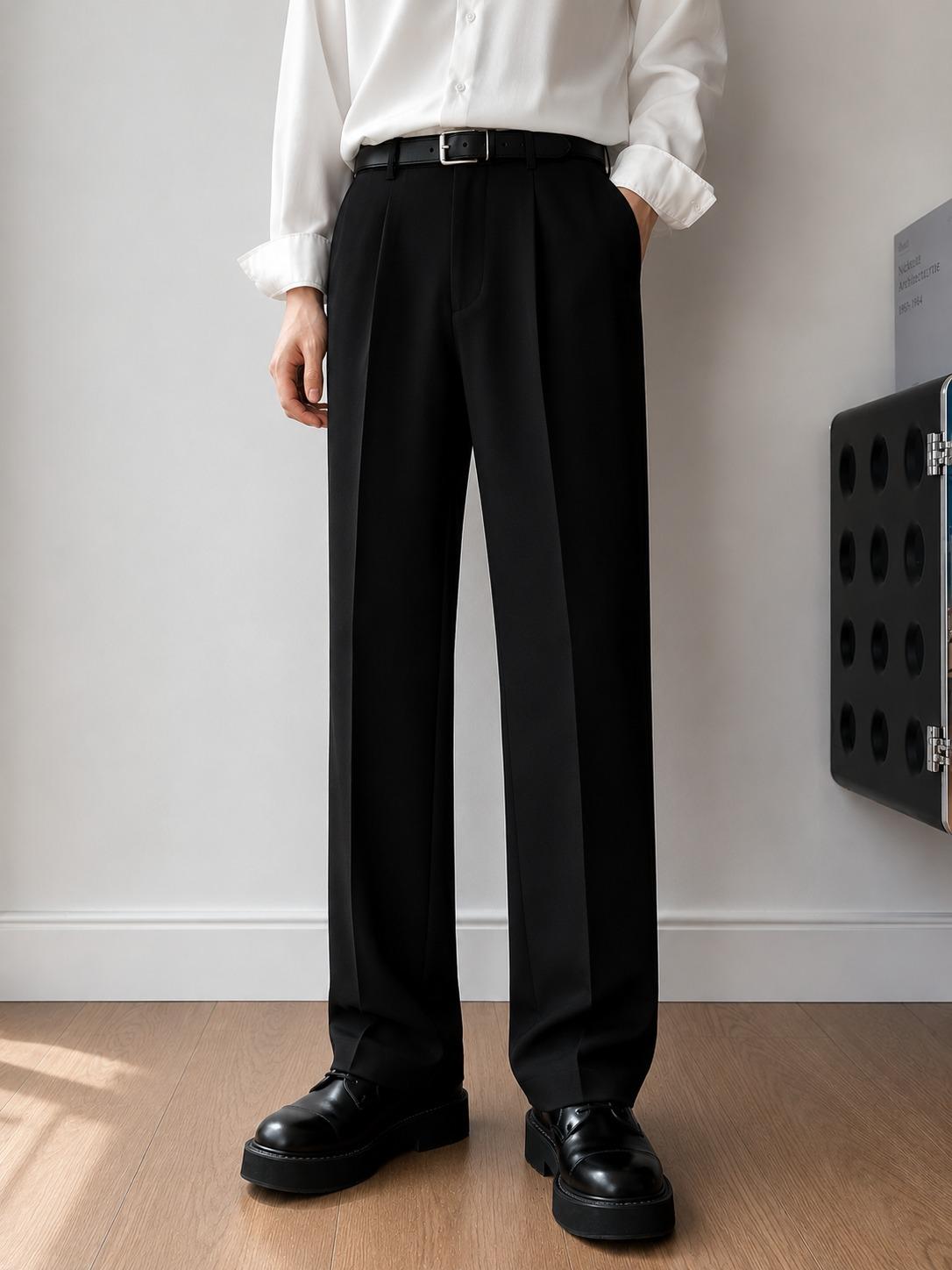 Black Straight-Fit Tailored Trouser
