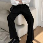 Black Straight-Fit Tailored Trouser