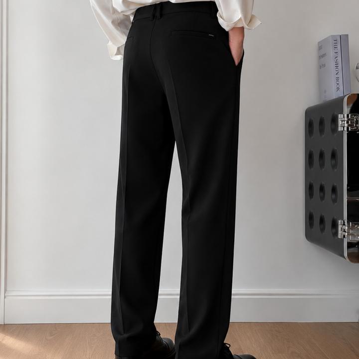 Black Straight-Fit Tailored Trouser