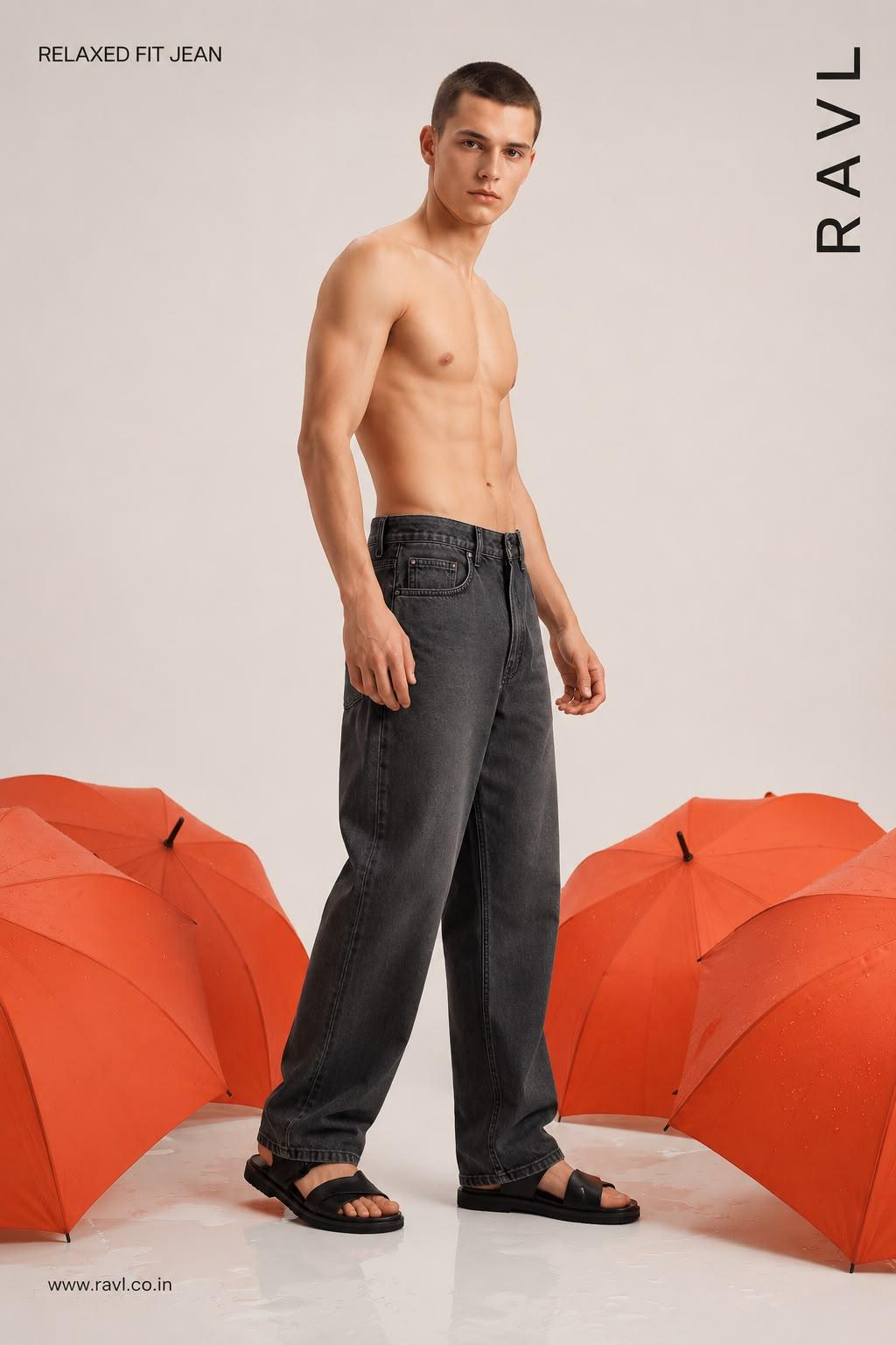 Charcoal black Relaxed Fit Jeans