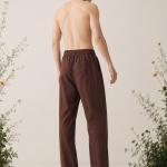 Linen Chocolate Brown Relaxed-Fit Trousers