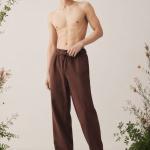 Linen Chocolate Brown Relaxed-Fit Trousers