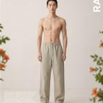 Linen Olive Green Relaxed-Fit Trousers
