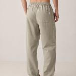 Linen Olive Green Relaxed-Fit Trousers