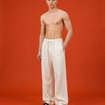 Half White Relaxed Fit Linen Pants