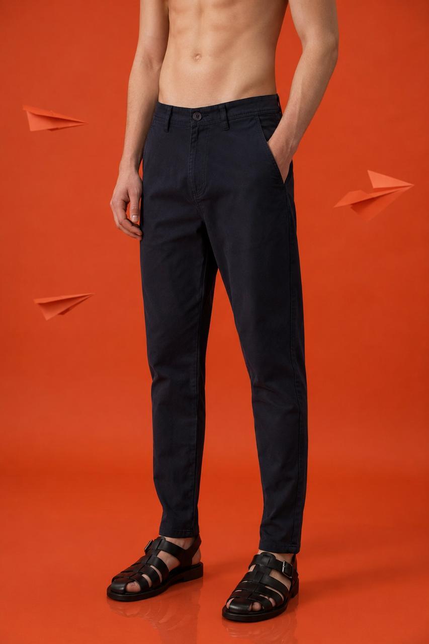 Black Tailored Fit Cotton Chinos