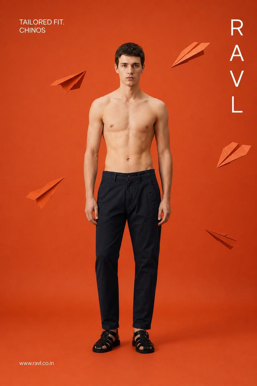 Black Tailored Fit Cotton Chinos
