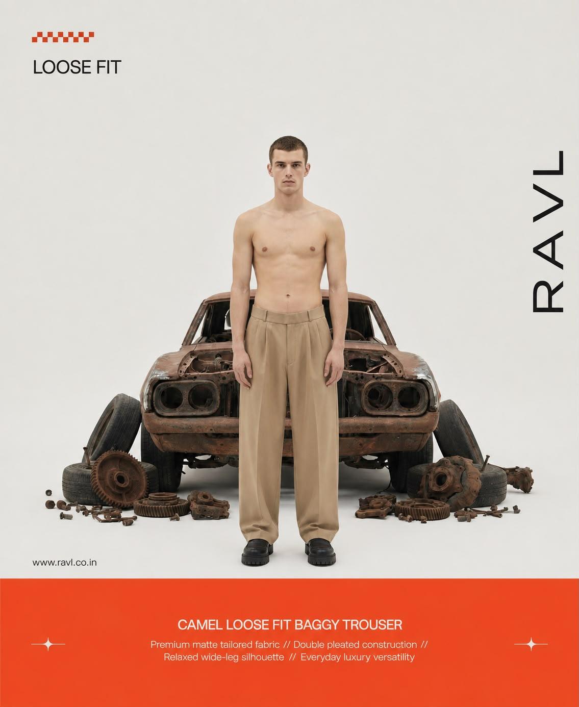 Camel Loose Fit Baggy Trousers