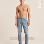 Light Blue Washed Distressed Slim Fit Jeans