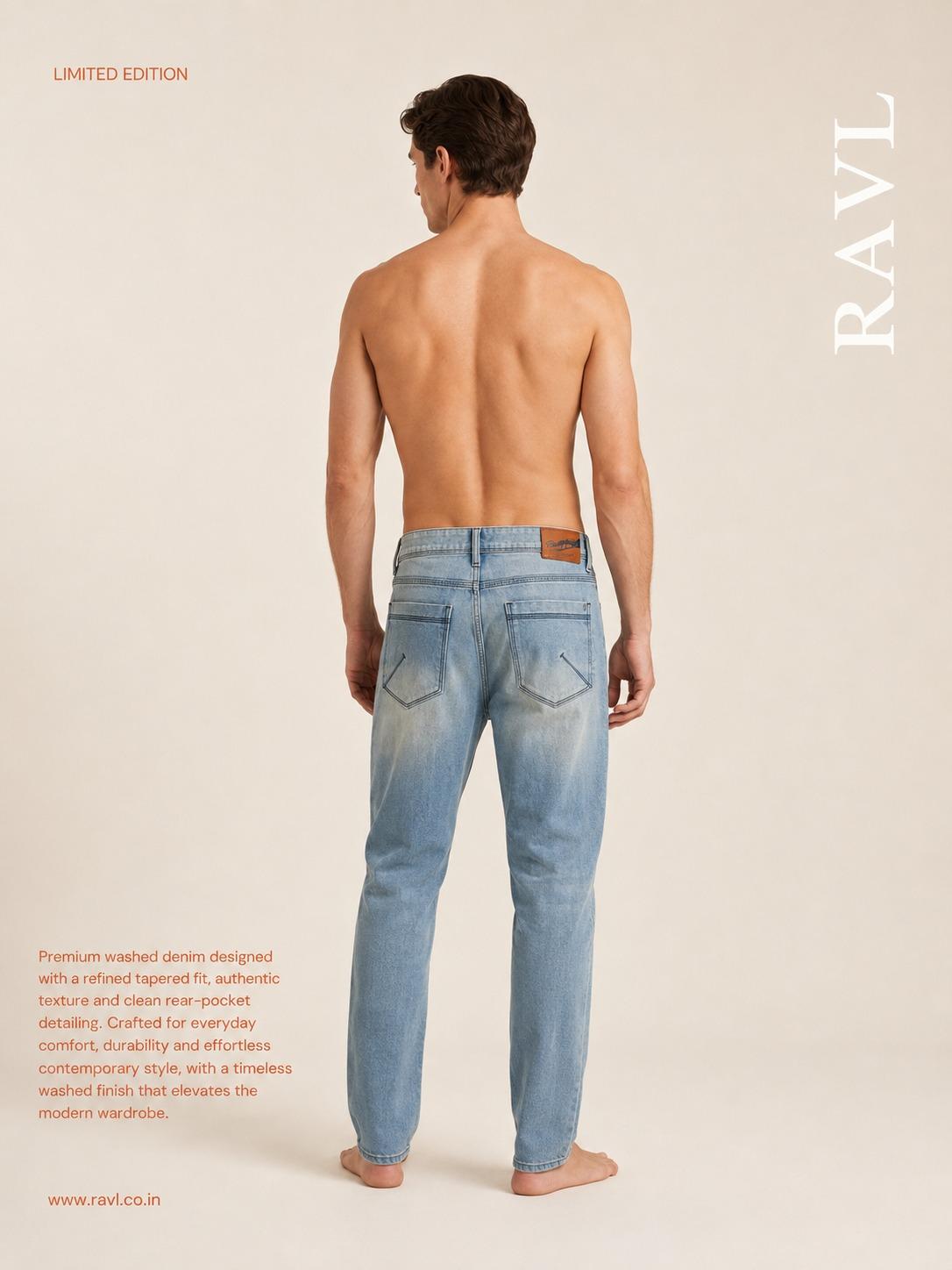Light Blue Washed Distressed Slim Fit Jeans
