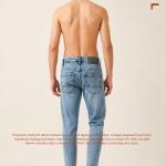 Light Blue Washed Distressed Ankle-Fit Tapered Jeans