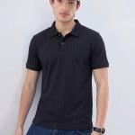 Black Ribbed Polo T-Shirt