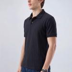 Black Ribbed Polo T-Shirt