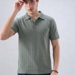 Olive Green Ribbed Polo T-Shirt