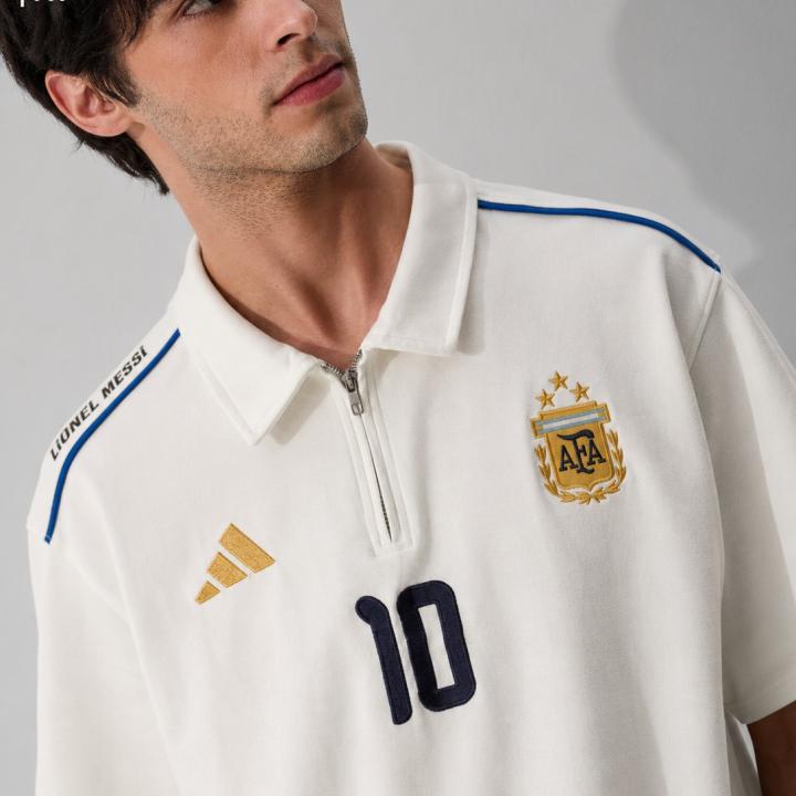 White Football-Inspired Oversized Half Sleeve Zip Polo T-Shirt