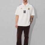 White Football-Inspired Oversized Half Sleeve Zip Polo T-Shirt