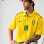 Yellow Football-Inspired Oversized  Half Sleeve Zip Polo T-Shirt
