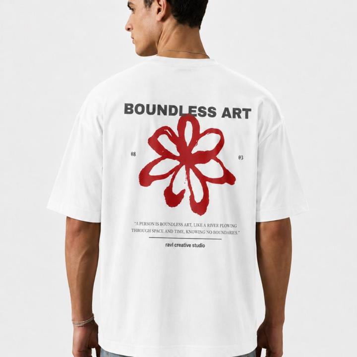 Boundless Art Flower oversized T-shirt White