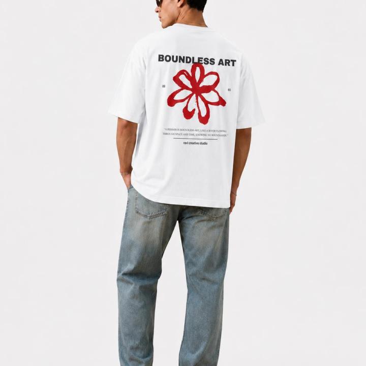 Boundless Art Flower oversized T-shirt White