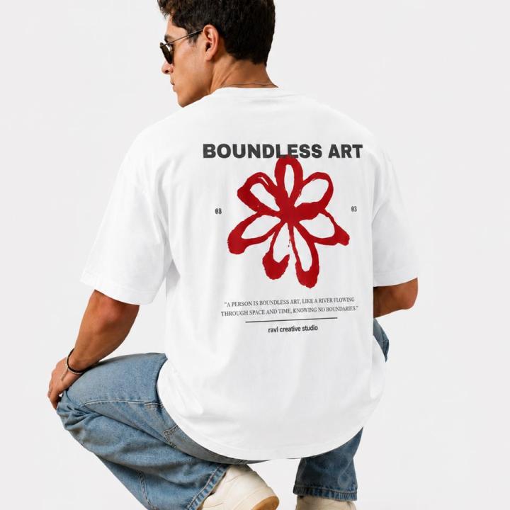 Boundless Art Flower oversized T-shirt White