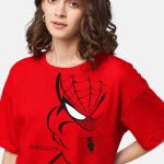 Oversized Spider Edge Red Graphic T-Shirt
