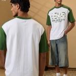 White & Forest Green Graphic Oversized Casual Half Sleeve T-Shirt