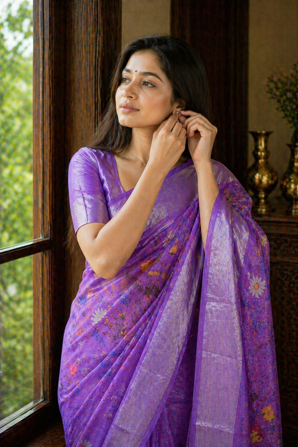 Lavender Linen Cotton Saree