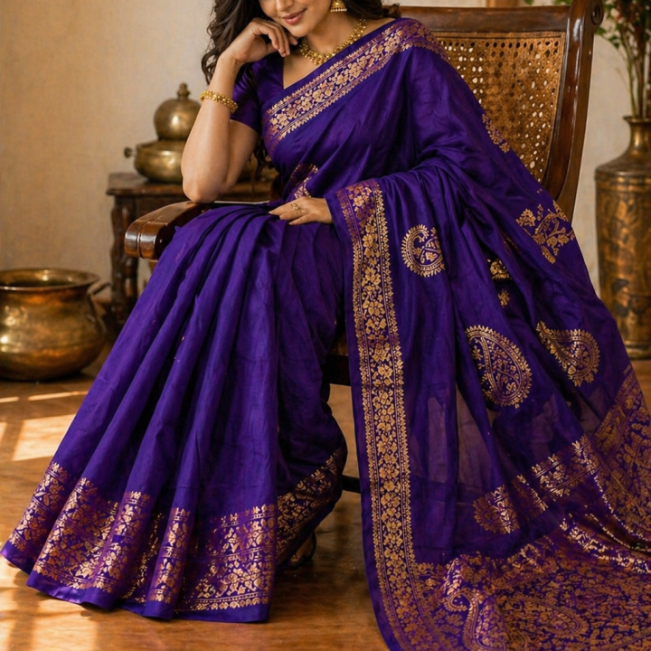Royal Violet Silk Cotton Saree