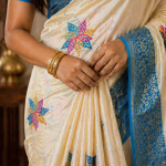 Ivory Blue Meena Tissue Silk Saree
