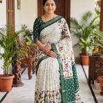 Heritage Grace: Kalamkari-Inspired Cotton Silk Saree in Elegant Green