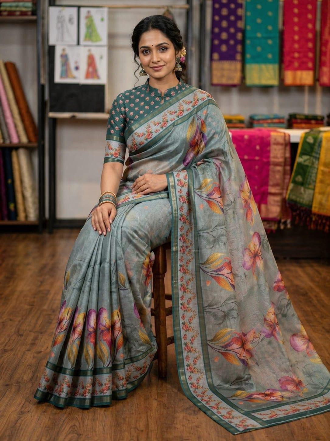 Ethereal Bloom Kota Cotton Saree