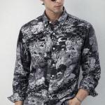Monochrome Abstract Print Shirt - Button Down