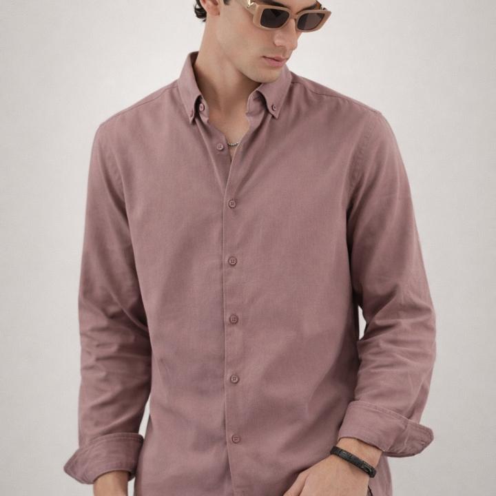 Dusty Rose poly oxford Shirt  - Button Down