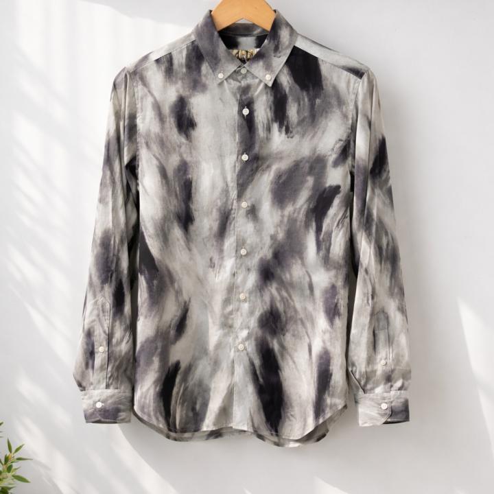 Abstract Print Shirt - Charcoal Black