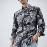 Monochrome Abstract Print Shirt - Button Down